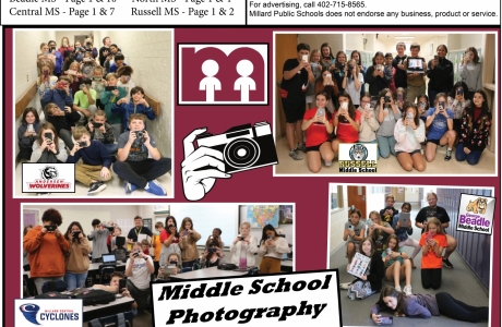 Pictures of the middle school yearbook and photography clubs