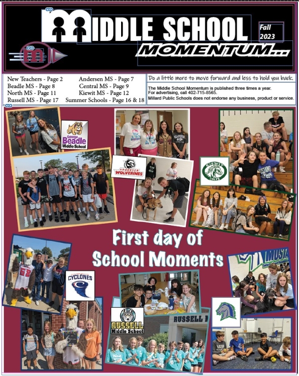 Cover page of the Fall Middle School Momentum