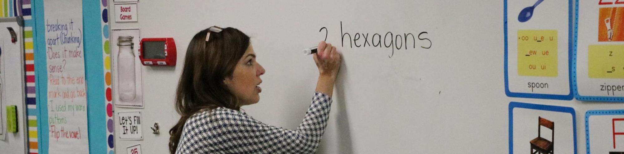 Elementary Teacher Writing on Board