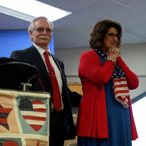 The Douglas' react to the crowd after becoming US Citizens