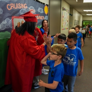 grad high five