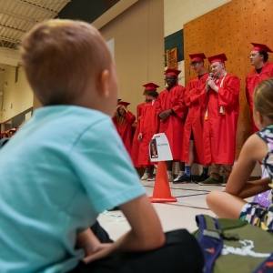 Seniors talk to students at holling heights