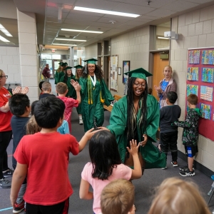 grad high five