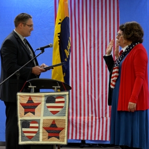 Barb and Alan Douglas take the Oath